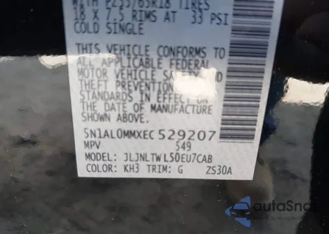 2014 Infiniti Qx60 from USA, damaged, VIN 5N1AL0MMXEC529207